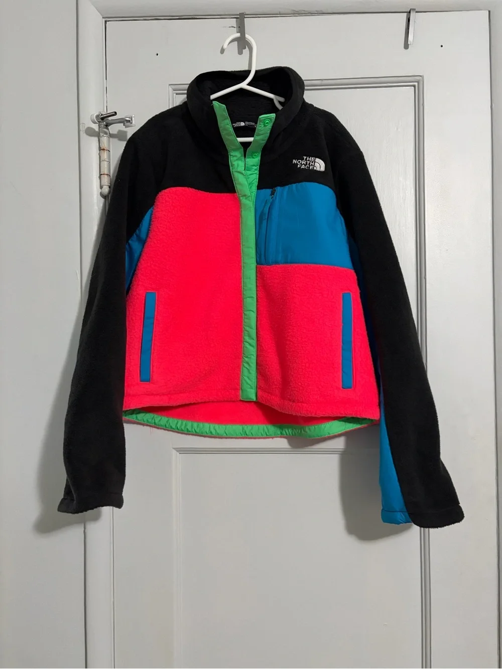 The North Face Girls' Colorblock Fleece Jacket in Pink/Blue/Black